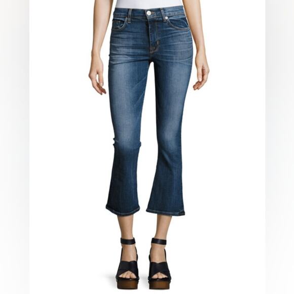 Hudson NWT Brix High-Rise Cropped Flared Stretch Denim Dark Wash Jeans Size 27 - Picture 1 of 10